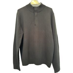 Men's 346 Brooks Brothers 1/4 Button Down Pullover Mock Collar, Large, Black